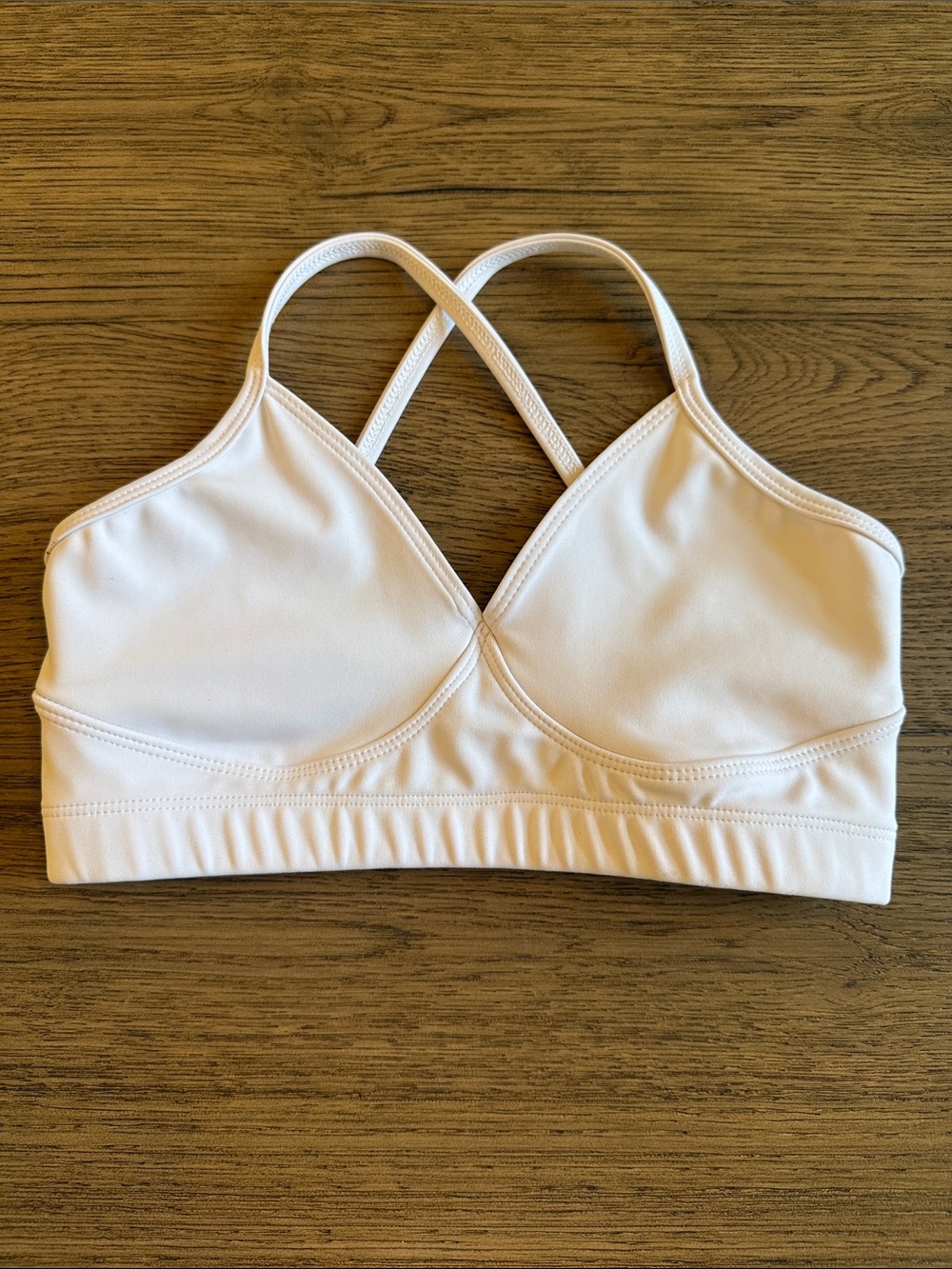 Girls' White Cross-Back Five Dance Bra Top